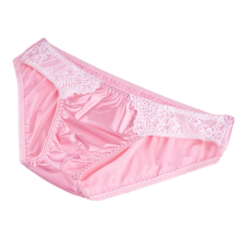 Bragas masculinas de tela ajustada elástica Sexy de encaje rosa para hombre, ropa interior negra, calzoncillos sedosos, Boxer azul y rojo, Sissy Live Show Dance