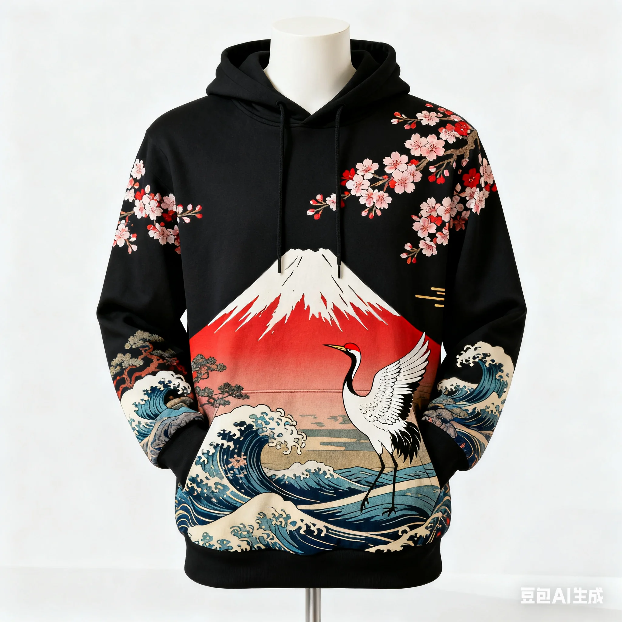 

Japanese Ukiyo-e Print Men's Hoodies Autumn and Winter Casual Oversized Sweatshirts Fashion Unisex Clothing Comfortable Pullover