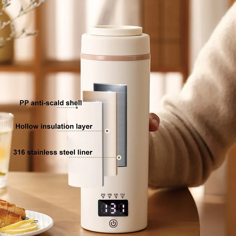 110 فولت كوب كهربائي ساخن السفر الغليان غلاية إبريق الشاي الذكية مكتب غلاية 4 درجة مئوية ضبط زجاجة كوب ماء الطفل 550 مللي