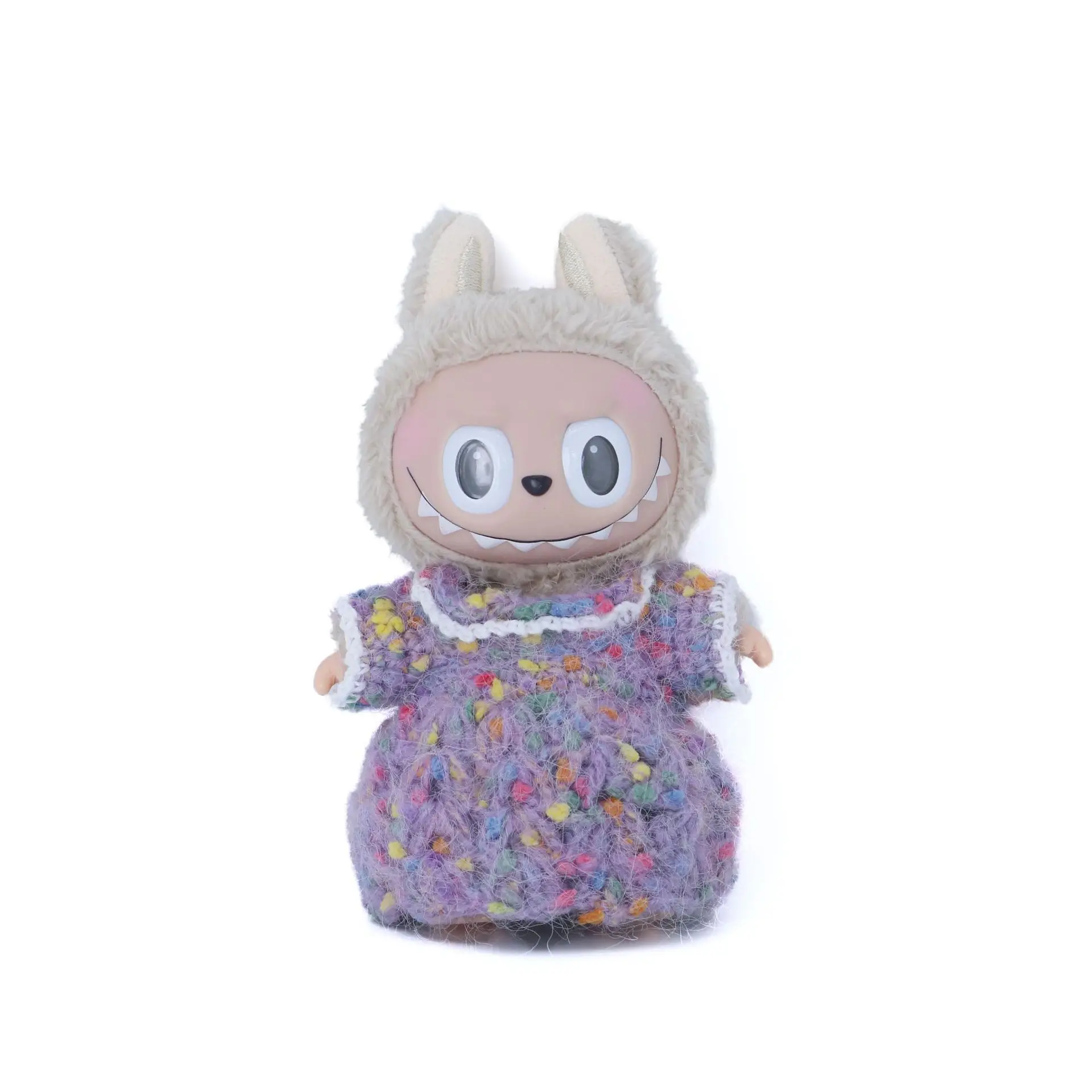 

V1/V3 Labubu Plush Doll Purple Hundred Flowers Dress Wool Clothes Kits Wool Crochet Hook Pure Handmade Workmanship