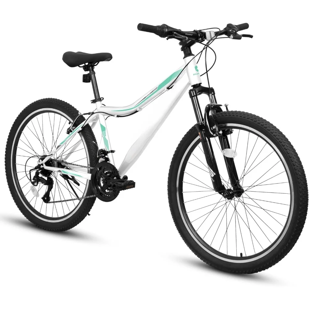 

24 inch ladies girls mountain bike, 21 speed, sturdy steel frame and suspension fork for snow commuters Adults and teenagers