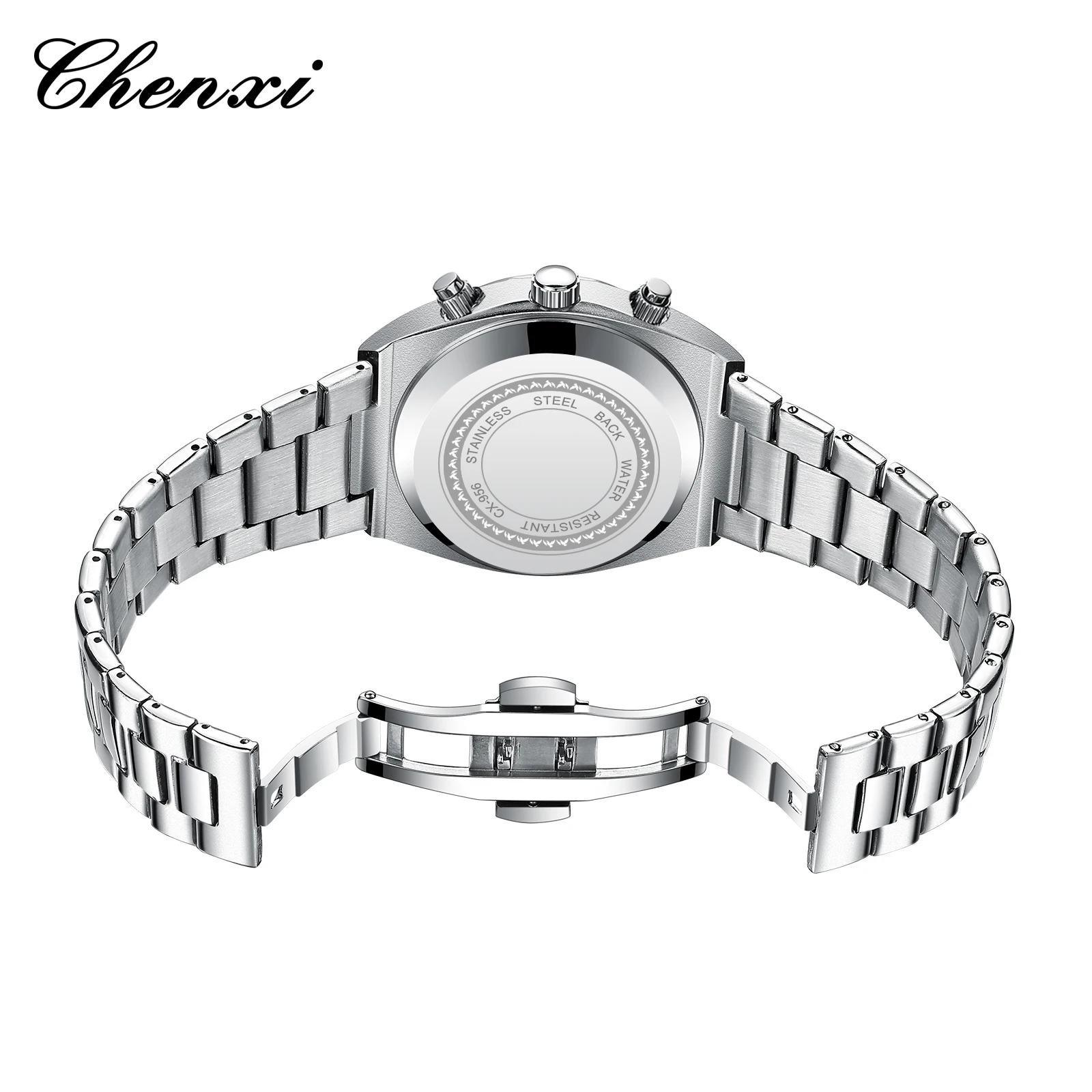 Chenxi 956 Luxury Watch For Man Elegant Date Week Moon Waterproof Luminous Men Stainless Steel Sports Men\'s Quartz Watches Reloj