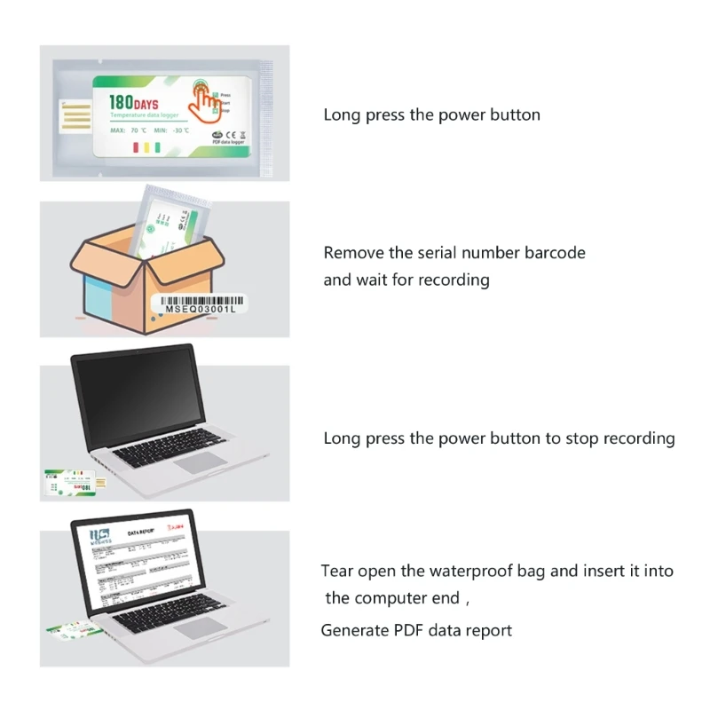 Portable USB Temperature Data Logger Temperature Follower Device 69mm with Easy PDF Reporting & High Capacity Storage