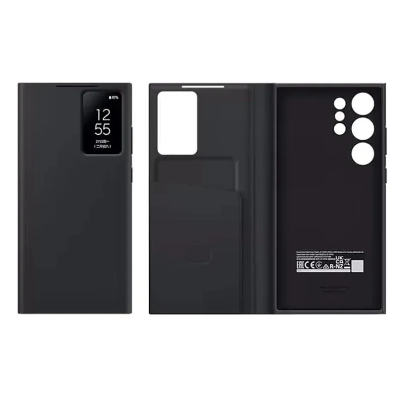 Smart Clear View Flip Mirror Phone Case For Samsung Galaxy 5G S23 / S23Plus / S23 Ultra Intelligent chip model Protective Covers