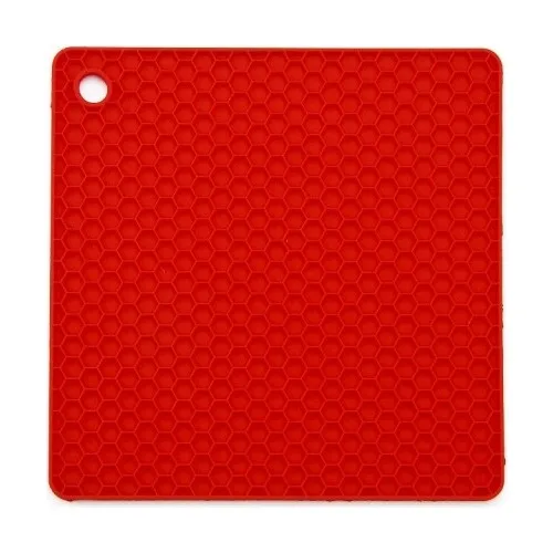 Evvehediyelikeşya Silicone Thick Red Square Teapot Pot Pad Trivet