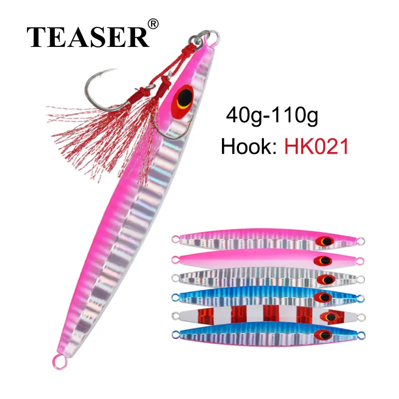 

TEASER J42 40g 60g 80g 110g Flat Slow Sinking Metal Saltwater Spoon Jigging Fishing Lure Deepsea Fish Wobbler Spinnerbait Tackle