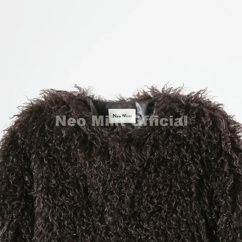 Neo Mint Winter 2026 Hot Chocolate Fluffy Chunky Sheep Fur Coat Women Oversized Overcoat Outerwear Ins Street Fashion Fur Jacket