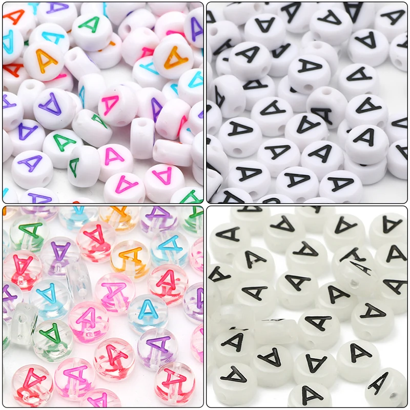 Multicolor 100pcs 4x7/6mm Flat Round Square Acrylic Beads A-Z Letters Beads For Jewelry Making Diy Necklace Bracelet Accessories