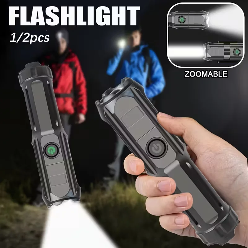 Powerful LED Flashlight Rechargeable USB Built-in Lithium Battery Waterproof Zoom Fishing Hunting Camping Tactical Flashlight