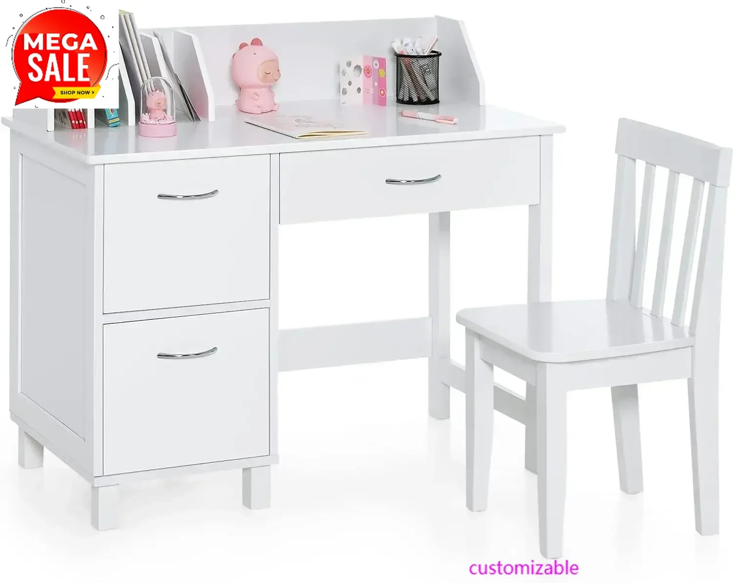 

Хит продаж: Детский комплект стол+стул, деревянный учебный стол для детей с выдвижным ящиком и шкафчиками для хранения, компьютерный стол для школьников