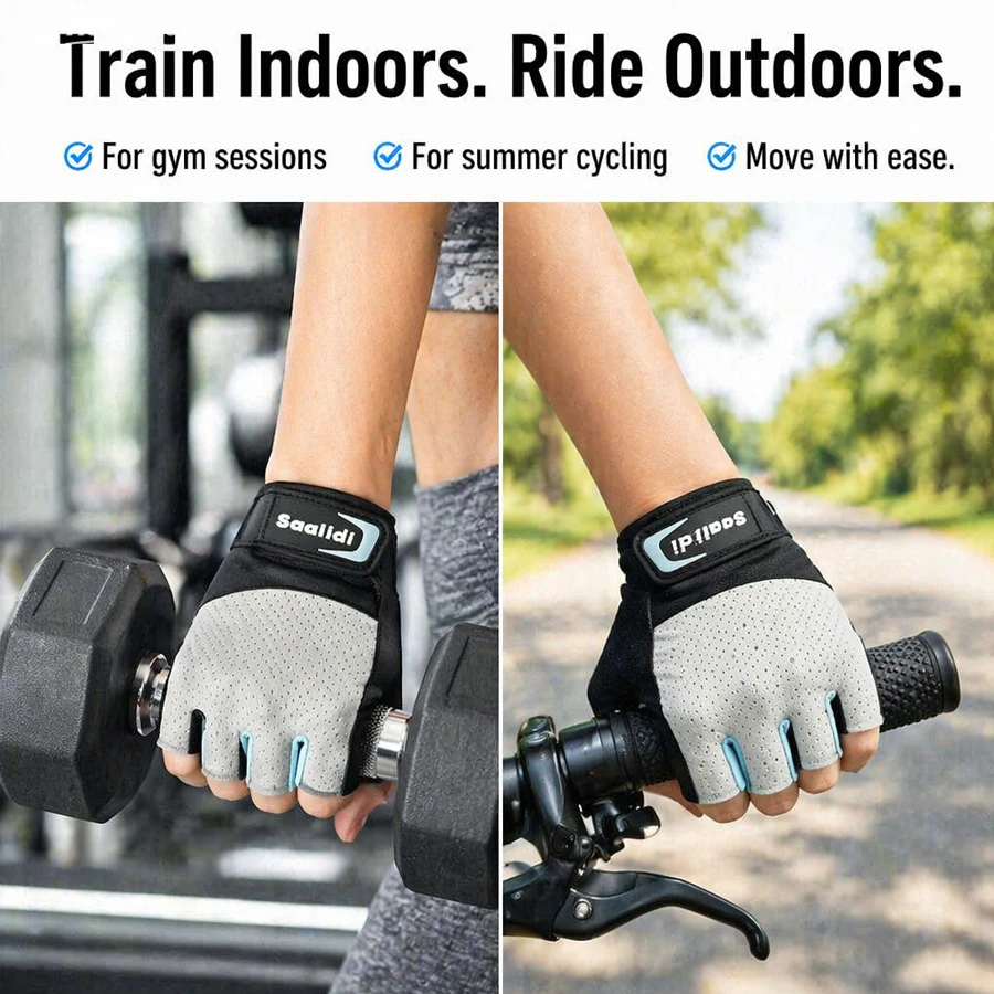 Breathable Ventilated Half Finger Workout Gloves Sweat Wicking Anti-slip For Gym Weight Lifting Cycling Training Women