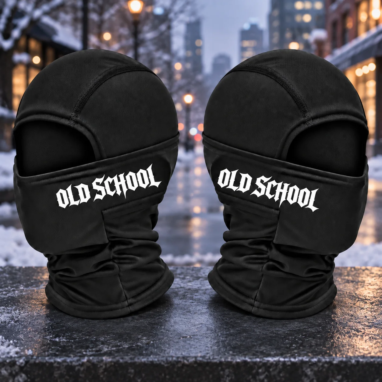 Vintage vintage printed Balaclava face mask hat, unisex streetwear, winter outdoor cycling skiing warm hood