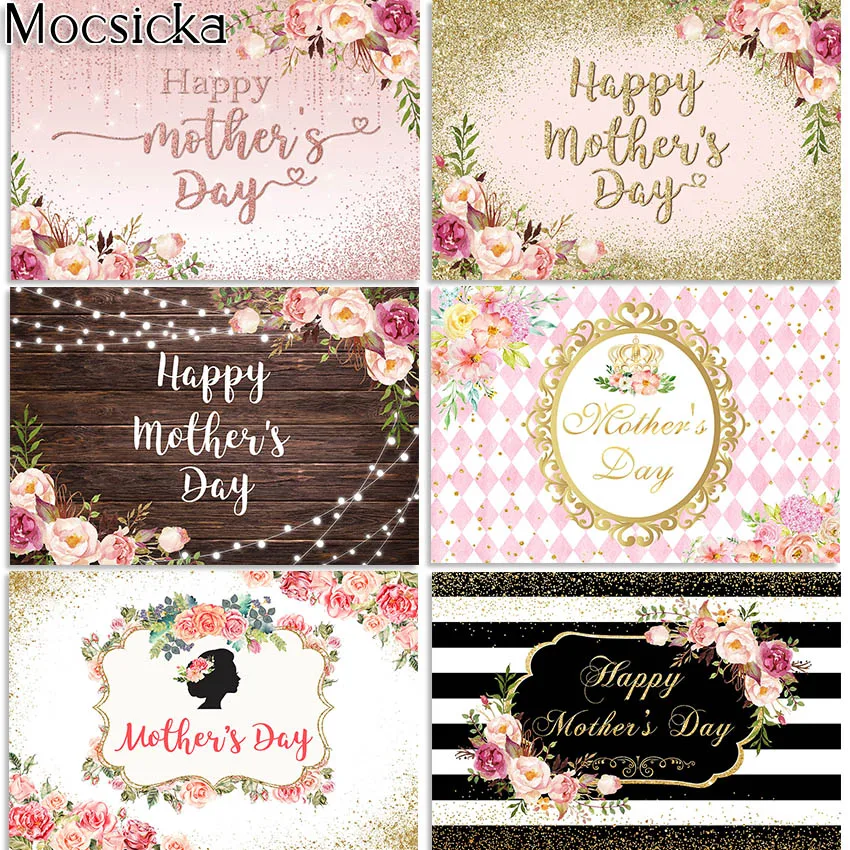 

Mocsicka Happy Mother's Day Backdrop for Thanks Mother Party Photography Background Mom's Day Party Decorations Photoshoot