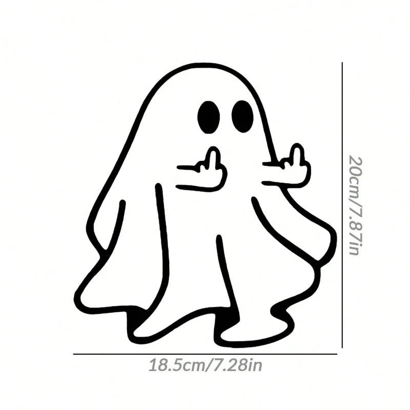 1PC Middle Finger Ghost Waterproof Car Sticker, Halloween Vinyl Decal for Auto Window Trunk Bumper Motorcycle Universal Exterior