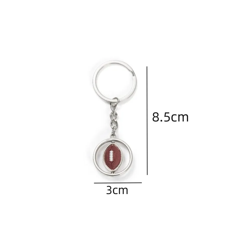 Rotating Mini Pendant Basketball Rugby Keychain Sports Fans Souvenir Gift Universal Car Interior Accessories