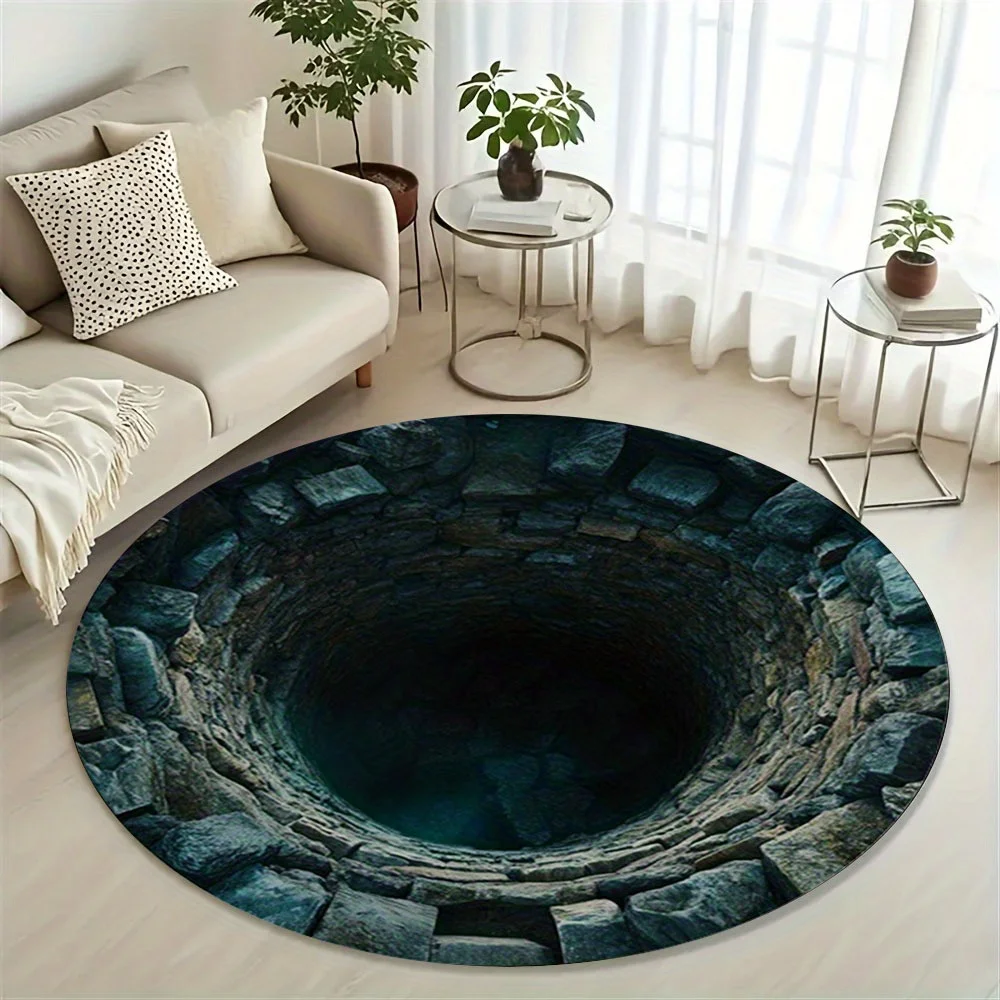 1pc Non-Slip Floor Mat - Realistic Deep Hole Illusion, Soft Flannel Surface with Non-Slip Backing for Bathroom, Living Room
