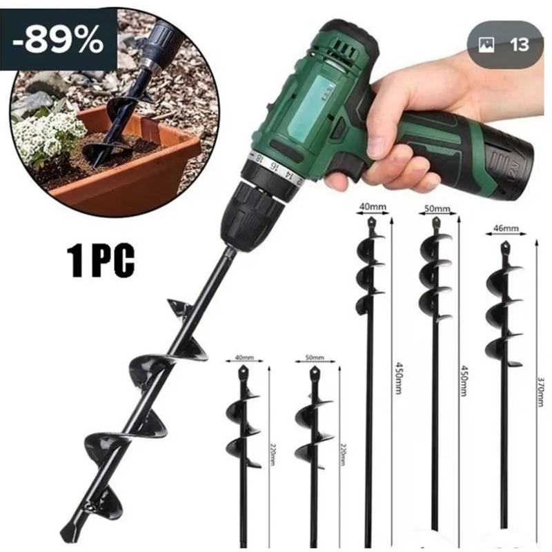 Ground drill supporting rechargeable electric hand drill auger drill bit garden vegetable planting soil drilling machine