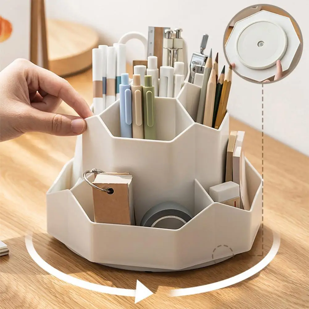 Organizer da scrivania Organizer da tavolo con portapenne rotante capacità portaspazzole da trucco a 9 griglie leggero per ufficio