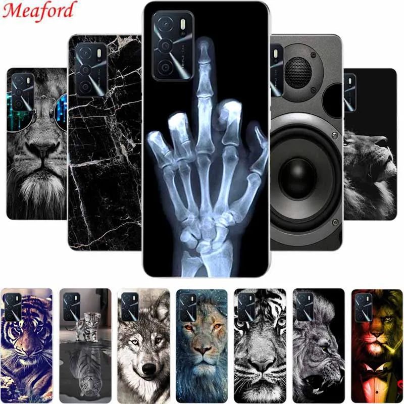 Etui na telefon OPPO A54s Lion Clear Edge TPU Silicone Soft Phone Cover For OPPO A16 A54s Back Cover Case A 16 A 54 s 54s