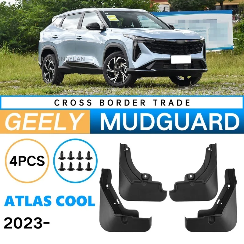 Mud Flaps Set of 4 for Geely Atlas Cool 2023-2024 Car Accessories Fender Splash Guards Mudguard Black Protection Vehicle Decor