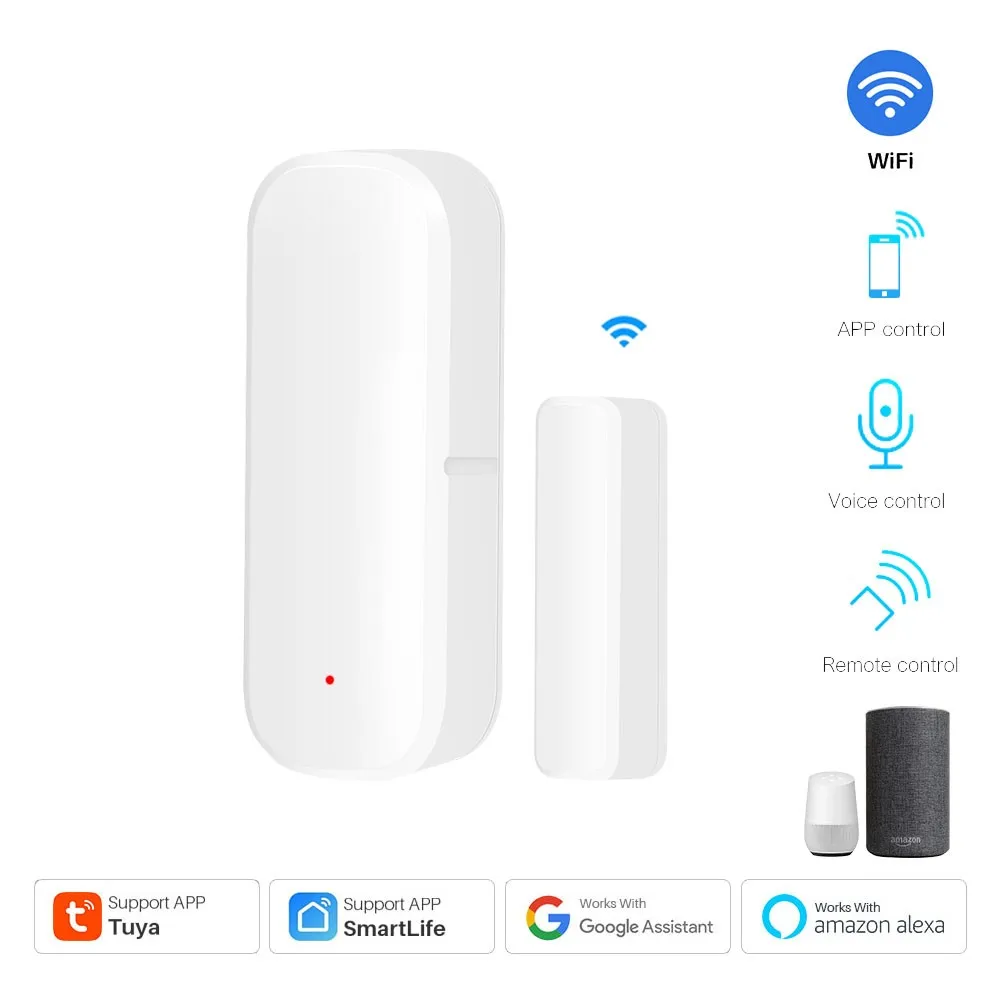 Tuya Smart WiFi Door Sensor Window Open Closed Detectors Home Security Alarm System Smart Life APP Control Via Alexa Google Home