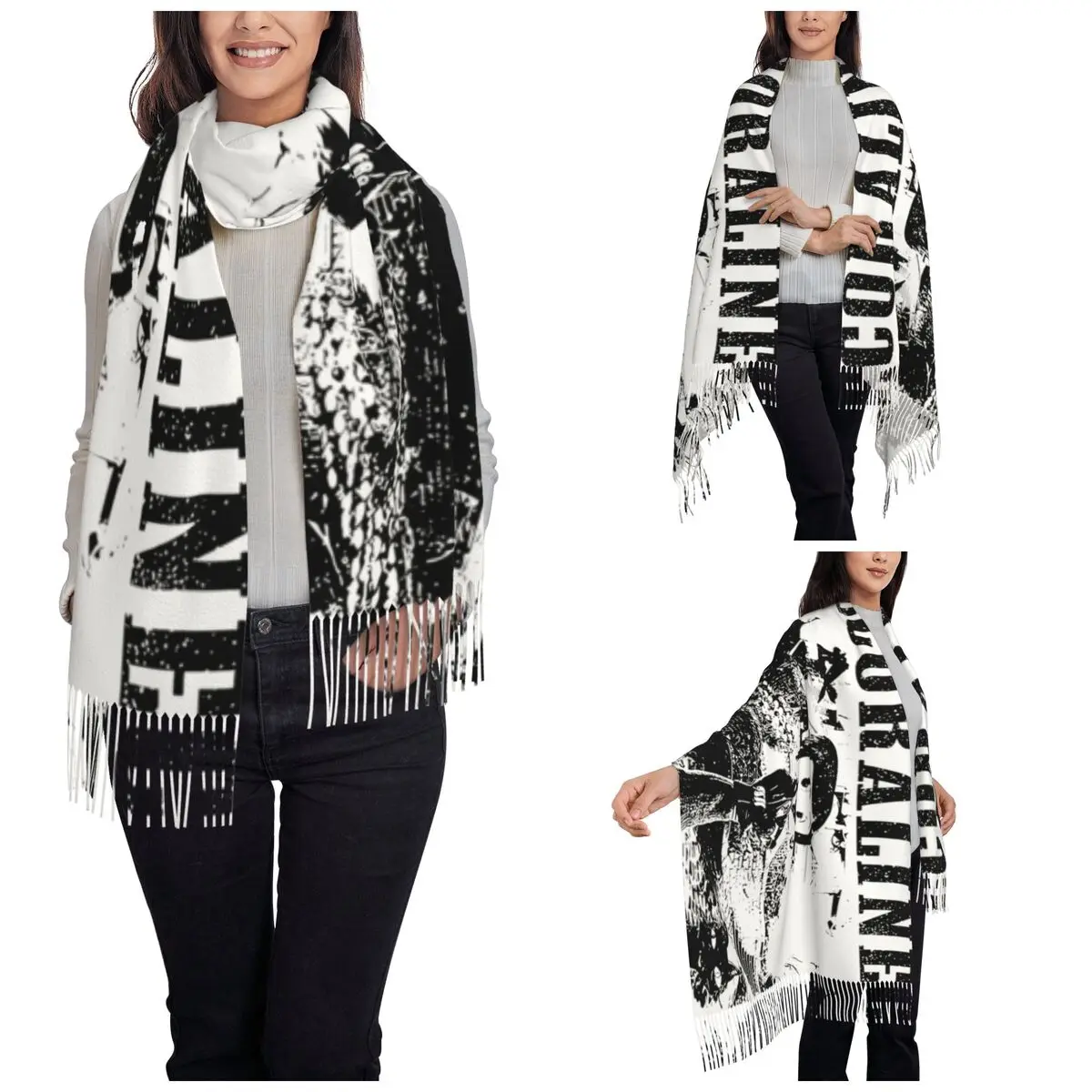 Coralines Retro Movie Shawl Wraps Womens Winter Warm Large Long Scarf Coralines jones Neckerchief Tassel Scarves