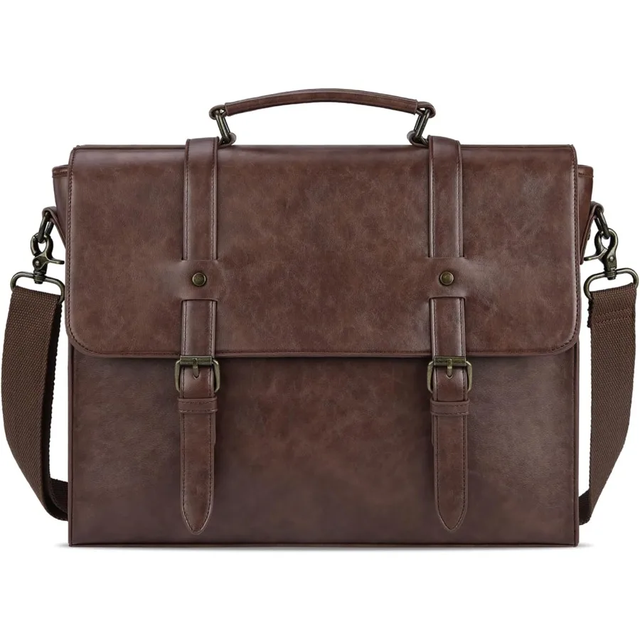 

Leather Mens Messenger Bag Vintage 15.6 Inch Waterproof Leather Laptop Briefcase Satchel Shoulder Bag Computer Laptop Bag Coffe