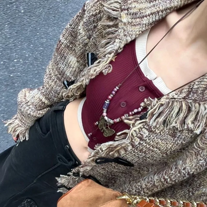 Autumn Winter Lazy Style Vintage Sweater Women Jumpers Loose All-match Knitted Cardigan 2026 Y2k Subcultural Women's Clothing
