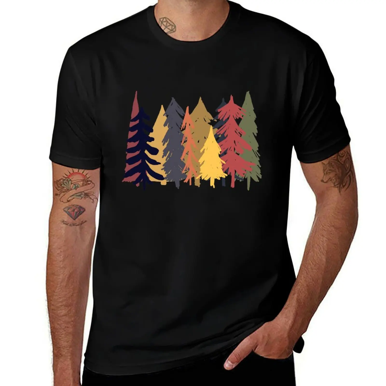 

Colorful Trees T-Shirt anime t shirts oversize man t shirt cotton high quality t shirt men 100% cotton luxury brand T-shirt
