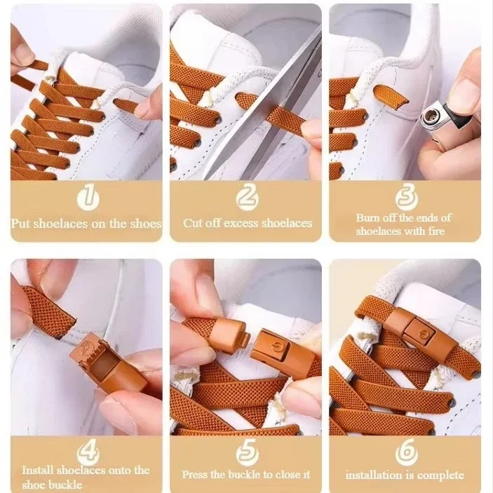 結ばない靴ひも 8mm フラット弾性靴ひも カラフルなプッシュボタンロック付き スリッポンスニーカー用 怠惰な靴ひも 結ばない 女性用 男性用