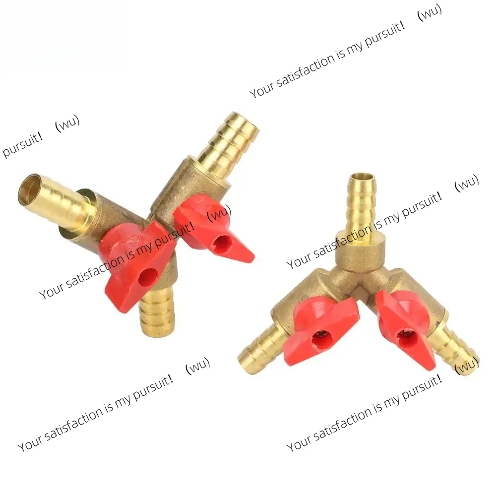 6 8 10mm Hose Barb Y Type Three 3 Way Brass Shut Off Ball Valve Pipe Fitting Connector Adapter For Fuel Gas Water Oil Air