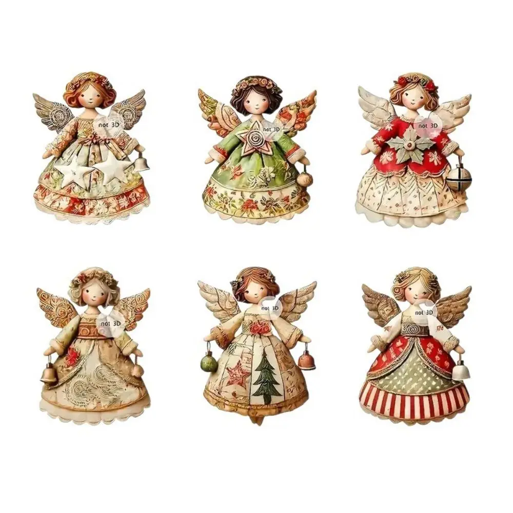 Vintage Christmas Angel Pendant DIY Crafts Fantasy Christmas Tree Angel Decorations Cartoon Wooden Angel Pendant Christmas party