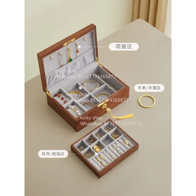 Locked Jewelry Box High-end Exquisite Multi-layer Hand Jewelry Storage Box Gold Necklace Ring Stud Earrings Jewelry Box
