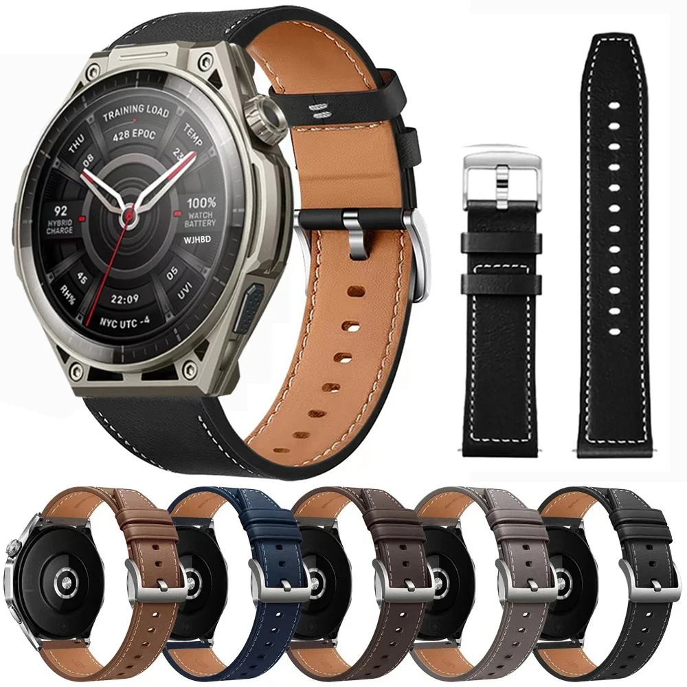 Bracelet en cuir souple 20 22mm, pour Huami Amazfit BALANCE 3 2/Ultra Band Amazfit Bip Max Bip6 5 UNITY GTR4/Cheetah 2, bracelet de montre de sport
