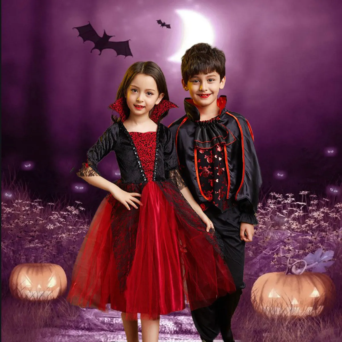 

Halloween Festival Costume Makeup Horror Vampire Cloak Costume Girls Princess Dress Boys Ghost Long Sleeves Clothes