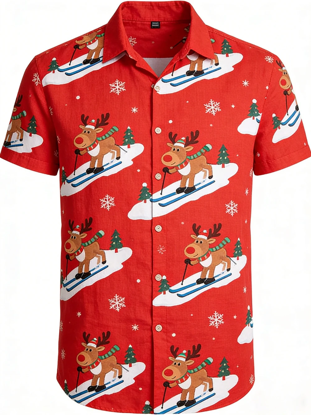 Men's Santa Claus Sleigh 3D Printed Red Shirt Hawaiian Tropical Casual Shirt Festival Party Clothing Men's New Year's Top Men
