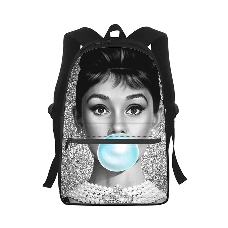 Audrey Hepburn Men Women Backpack 3D Print Fashion Student School Bag Laptop Backpack Kids Travel Shoulder Bag