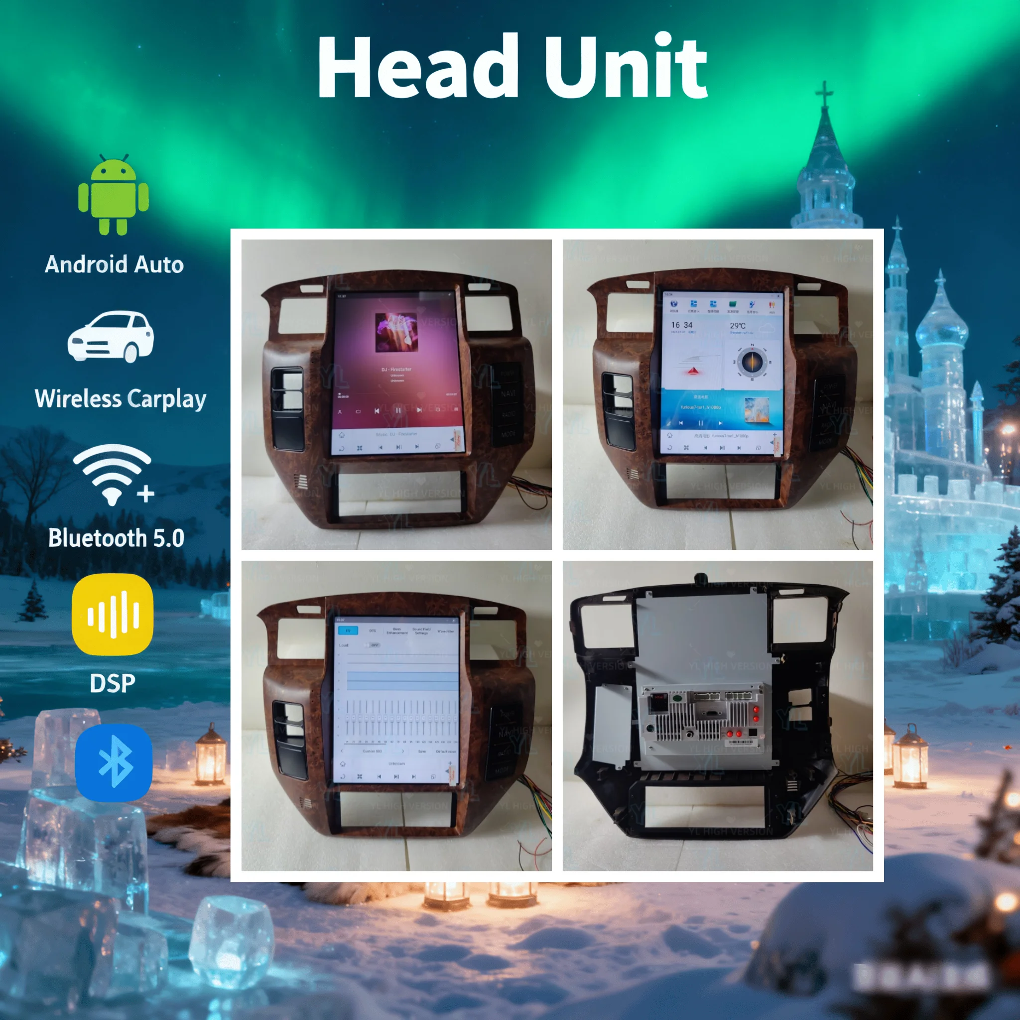 

12.1-дюймовый автомобильный GPS-навигатор с сенсорным экраном на Android 13.0 для Nissan Patrol Y61 2004-2010, мультимедийный видеоплеер, радио