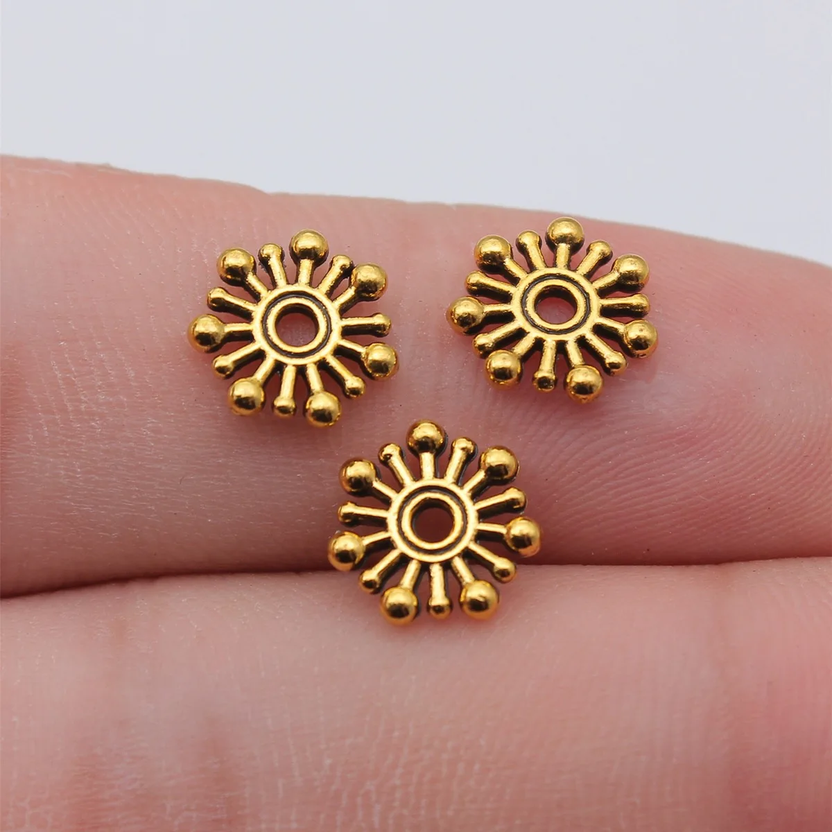 Snowflake Spacer Beads Floral Flat Disc Alloy For Beaded Jewelry Making Accessories