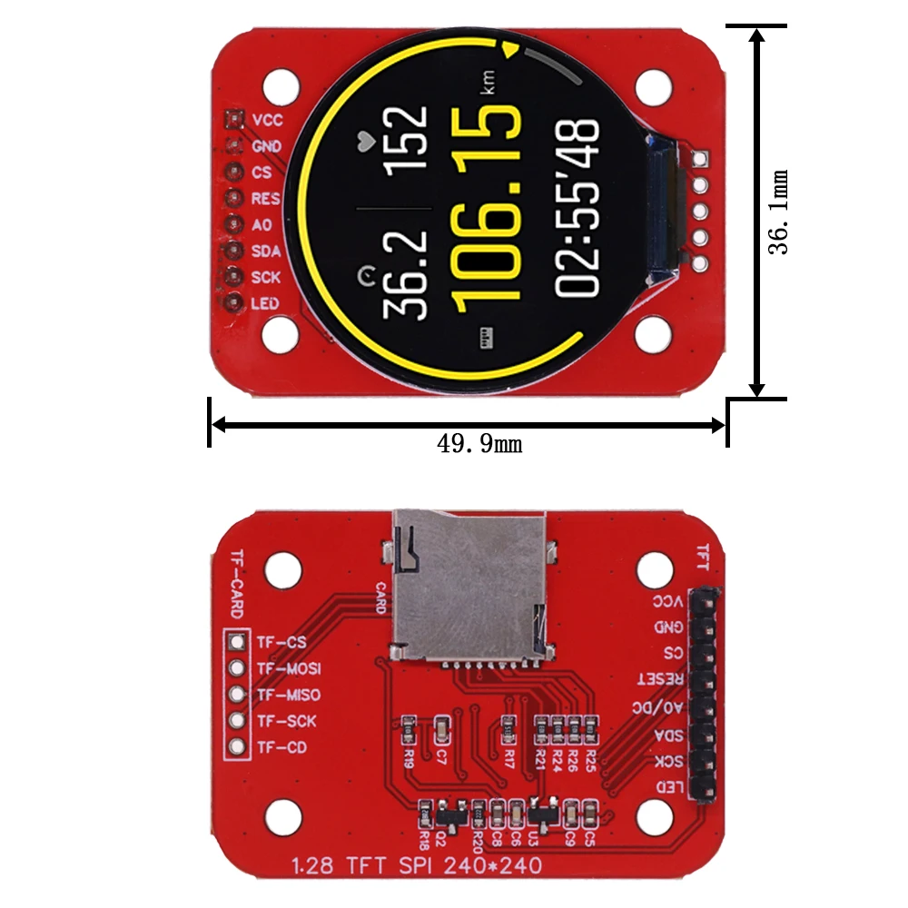 Imagem -04 - Módulo de Exibição Lcd Tft para Arduino Rgb Redondo 240x240 Driver Gc9a01 Fios Interface Spi Pcb 240x240 1.28