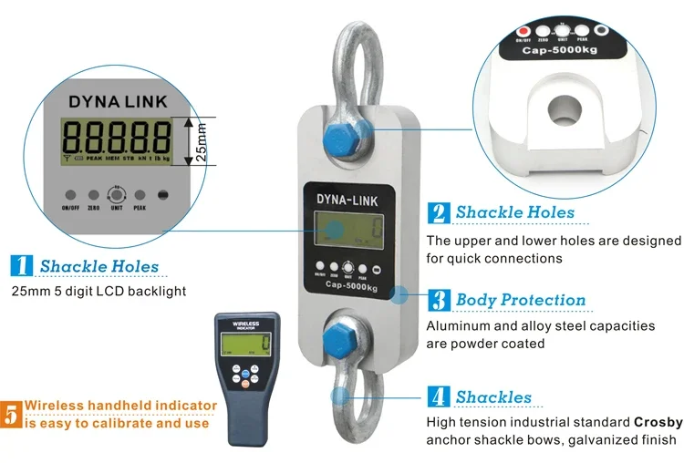 

GWD200 LCD Display Digital Dyno 1t 5t 10t 50ton Remote Control Hook Shackle Dynamometer