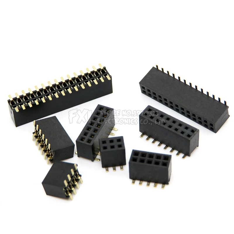 SMT 1.27mm 1.27 Double Row Female Breakaway PCB Board Pin Header socket Connector Pinheader 2*5 2*10 2*12 2*15 2*20 2* 3-50P SMD