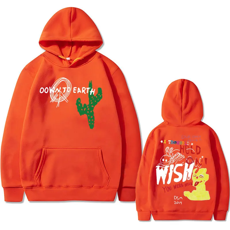 Cactus Jack Wish You Were Here Tour Double Sided Print Hoodie Men's Hip Hop Fashion Oversized Sweatshirt Male Vintage Streetwear