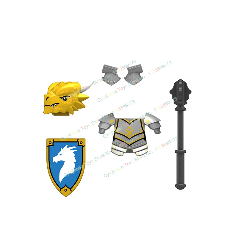 Château médiéval morts-vivants Dragon chevalier bloc de construction film Mini figurines accessoires armure bouclier armée briques jouets cadeaux N833-836