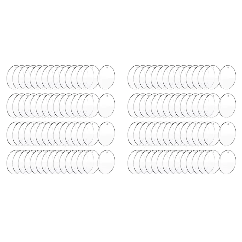 

ABMR-100 Pcs 3 Inch Acrylic Blanks With Hole Transparent Circle Ornament Clear Round Acrylic Christmas Ornament Blanks