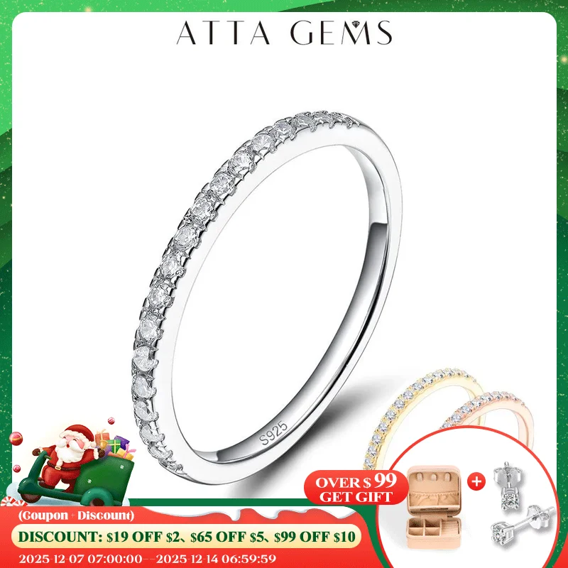 

ATTAGEMS Classic White Gold Plated Round Excellent Cut Moissanite Ring for Girls 925 Sterling Silver Cocktail Fine Jewelry Gift