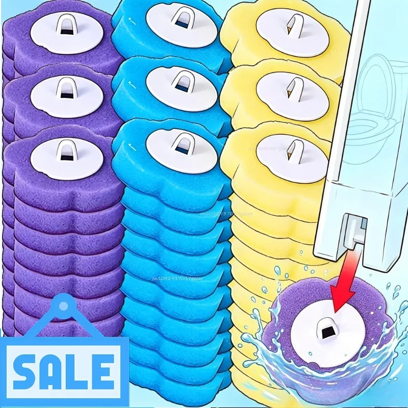 Wholesale Disposable Sponge Toilet Brush Bathroom Toilet Replacement Flower Shaped Dissolving Head Home Fresh Cleaning Supply