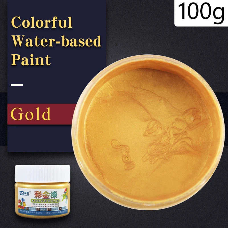 Pintura de oro brillante blanco, laca de Metal, pintura de madera insípida a base de agua para cualquier superficie, pintura acrílica antioxidante impermeable, 100g