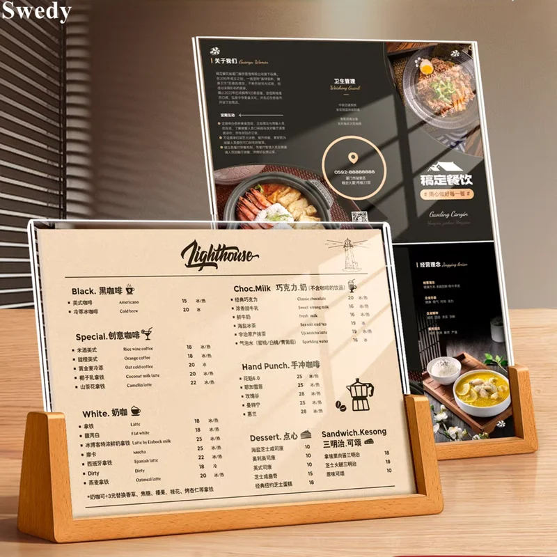 A6 100X150MM Wood Table Sign Holder Display Stands Acrylic Sheets Table Number Signs Wedding Signs Photo Picture Frame