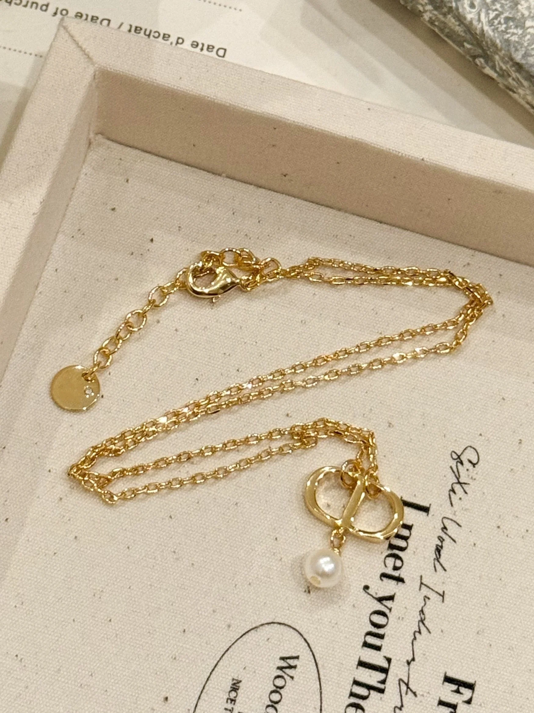Retro Gold Simple High Pig Nose Letter Pearl Necklace Silver Chain  out Fashion Jewelry Pendant  out Style